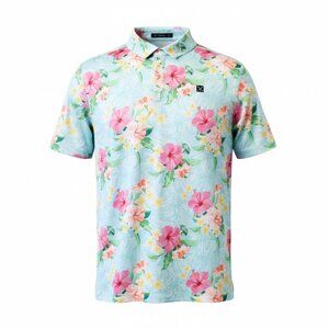 Jos. A. Bank Traveler Golf Polo Shirt Mens Size XL Tailored Fit Floral Print